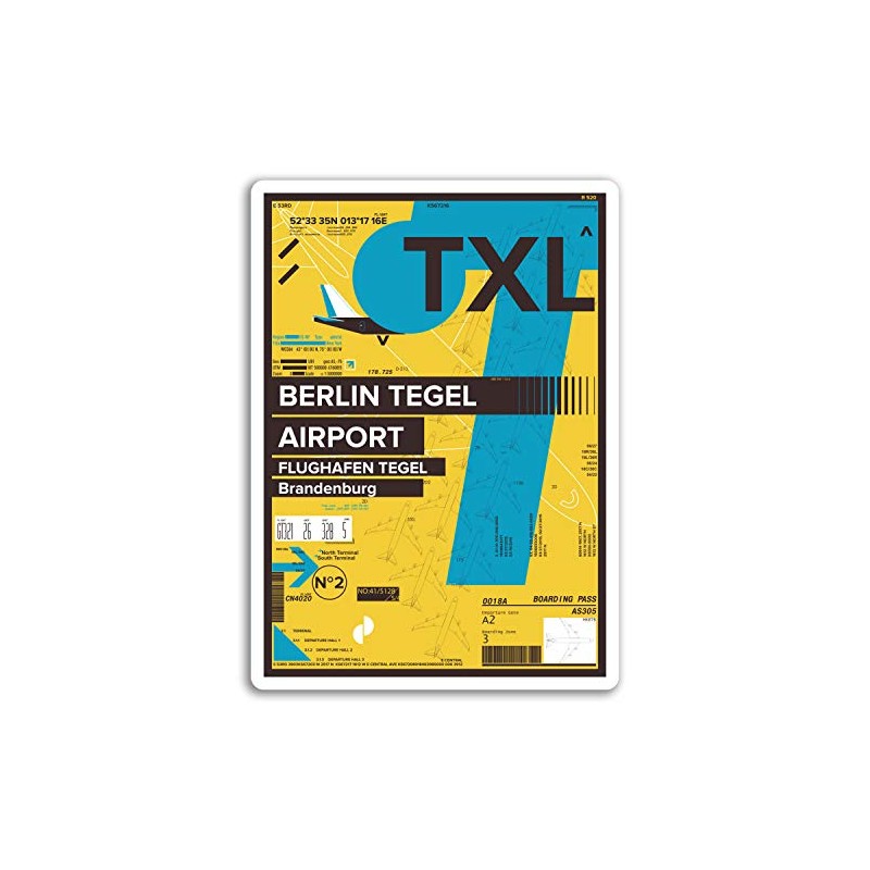 2 x 10cm TXL Berlin Tegel Airport Vinyl Stickers -