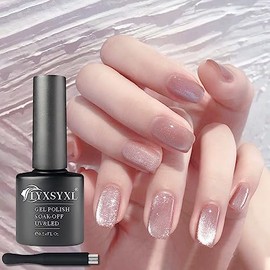 LYXSYXL 7ml Crystal Cat Eye Gel Nail Polish Magnetic Nail Polish Set Bright Silver UV Gel Polish Shiny Diamond Glitter Gel with Magnet Stick 29
