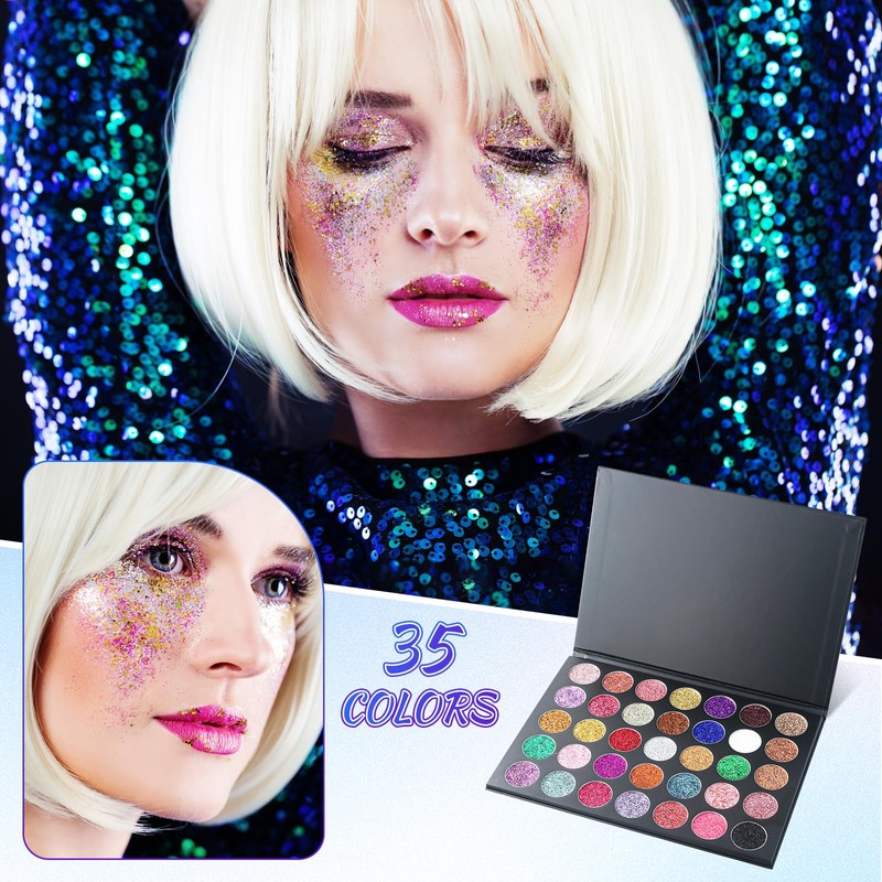 35 Colours Eyeshadow Palette, Glitter Eyeshadow Palette, Colourful Eyeshadow Palette