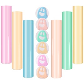 HTVSTD Puff Vinyl Heat Transfer -12 * 10inches 6 Sheets Pastel Foam HTV Iron On Vinyl Candy Color HTV Green,Pink,Yellow Puff Heat Transfer Vinyl for T-Shirts