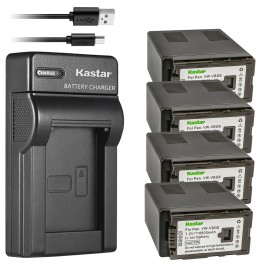 Kastar Battery Slim USB Charger for Panasonic VW-VBG6 & AG-HMR10 AG-HMR10E - Slim Charger + 4 Batteries