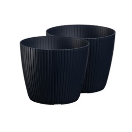 Tymar Planter, Flower Pot, Pack of 2, Flower Pot, Plastic (Anthracite; Diameter 24 cm)