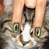 Green Cat Eye Press On Nails Short Medium Square Fake