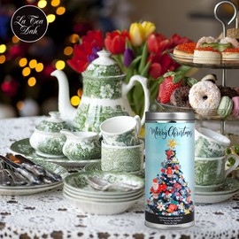 Merry Christmas Tea Gift Set by La Tea Dah, Gourmet Holiday Tea Assortment, 3 Full Sized Tins, Frosted Vanilla Chai Tea, Berry Green Tea, Herbal Gingerbread Tea (36 sachets)