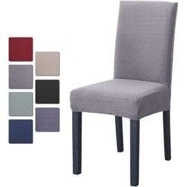 ROTKUSZ 4 Stück Universal Stretch Stuhlhussen, Jacquard Husse, Abnehmbare Waschbar Stuhlbezug, Stretch Stuhlbezug Moderne für Bankett Deko und Hochzeit Partys, Silbergrau