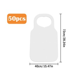 Anlising 50 Pieces Disposable Bibs Set, Dining Apron, Disposable Bibs for Adults, Disposable Aprons, Adult Bibs, Waterproof, Disposable Bibs, for Adults, Seniors, White