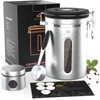 Coffee Canister for ground coffee with Transparent Window,Date Tracker,CO2 Valve,Scoop,304