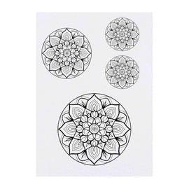 4 x 'Floral Mandala' Temporary Tattoos - Water Resistant, Skin-Safe, Non-Toxic Transfers, Mixed Sizes (TO00076288)