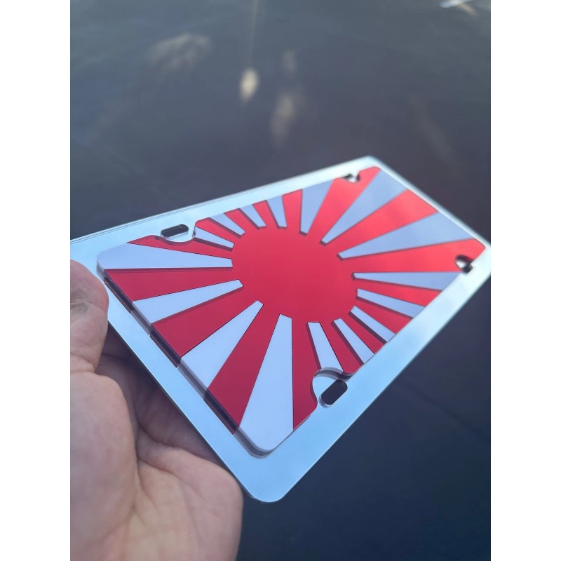 Japan Rising Flag Mirror Acrylic laser cut license plate JDM
