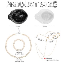 Yingzhao Old Lady Costume for Women Set of Wigs with Wig Caps Glasses with Chain Necklace Earrings Bracelet Inflatable Walker (Stylish Style)