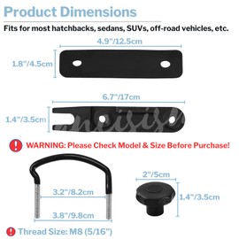4 Pcs Roof Box U-Bolt Clamps, Upgraded Rooftop Cargo Carrier Rack Bolts, Car Van Mounting Fitting Kit 85mm Inner Width Metal U-Bracket Clips w/ 8 Lock Nuts 2 Straps