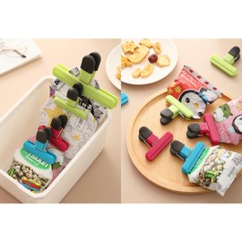 aoozleny 3 Inch Chip Bag Clips 6 Pack Assorted Sizes Food Bag Clips Plastic Heavy Seal Grip, 3 Colors (S)