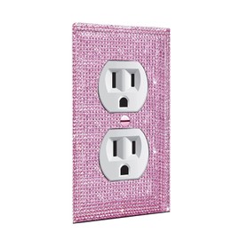 Shiny Silver Pink Bling Outlet Covers Wall Plate Duplex Electrical Outlet Light Switch Cover for Bedroom Accessories Home Decorative