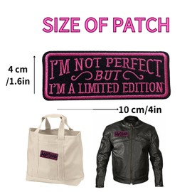 1pcs I'm Not Perfect, I'm Limited Edition Pink Embroidered Patches Sew on/Iron on Applique Repair Patch Fashion DIY Craft Accessories Collection Gifts for Clothing Jacket Jeans Backpack Hat Pants