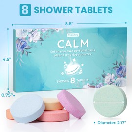CalmNFiz Shower Steamers 8 Pack Set Shower Bombs Tablets in Box with 8 Fragrances with Shea Butter for Self-Care & Relaxation, Idea for Christmas, Women and Men