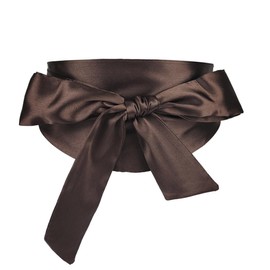 CAMDOM Ladies Satin Sash Waist Belt Bow Solid Wide Belt, coffee