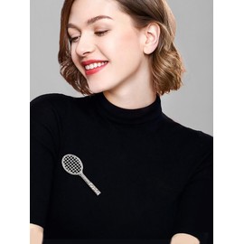 Tennis Racket Rhinestone Brooch Pin Crystal Badminton Racquet Sport Laple Pins Clip Dress Suit Hat Badges Accessories Brooches Pins Fashion Jewelry Gifts for Women Girls Bff