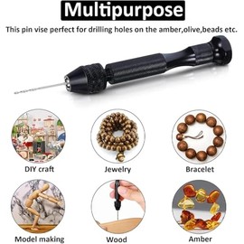 Walfront Taladro Manual Con Tornillo De Banco, Juego De Microbrocas Helicoidales Con 25 Brocas, Miniherramientas Rotativas Ideales Para Modelismo Y...