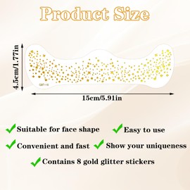 8 PCS Gold Glitter Freckles Face Tattoo, Sparkle Freckles, Glow Up Makeup Patches, Face Glitter Makeup Speckles Patches, Waterproof Cosmetic Glitter for Face, Cute Makeup Accessories for Women (Gold)