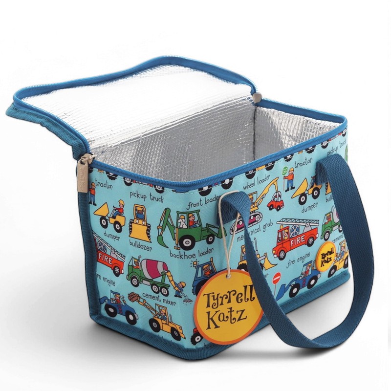 Tyrrell Katz Insulated Foldable Blue Kids Lunch Tote · Trucks