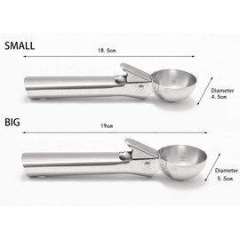 Linwnil Ice Cream Scoop, Solid Cookie Scoop, 2 Pack with Small and Large Ice Cream Scoops with Trigger, Stainless Steel Ice Cream Scoop, Melon Baller, Cookie Scoop, Easy to Use and Clean
