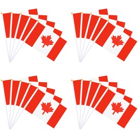 TuoYi 20pcs Handheld Canadian Flags,Mini Size 5" Heigh 8" Width Flag for Outdoor Indoor Decoration,Ideal Size for Parades National Day Celebration