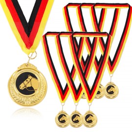 GEBETTER Pack of 6 Horse Medals Children's Birthday Metal Gold Medals with Black Red Gold Ribbon for Boys Girls Children Adults as Party Bag