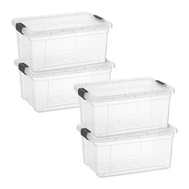 Superio Clear Storage Boxes with Lids, 3.5 Quart Plastic Container Bins for Organizing, Stackable Crates, BPA Free, Non Toxic, Odor Free, Organizers for Home, Office and Dorm, 4 Pack