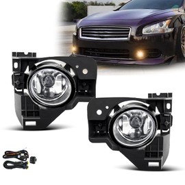 SPIEGEER Fog Lights Assembly For 2009 2010 2011 2012 2013 2014 Nissan Maxima Fog Lamps Replacement Kit with Switch&Wiring H11 12V 55W Halogen Bulbs