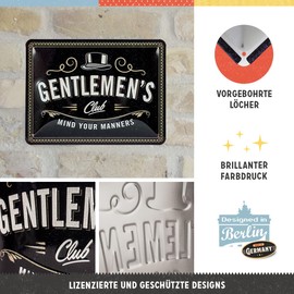 Nostalgic-Art Retro Tin Sign, 15 x 20 cm, Gentlemen's Club - Gift Idea for Men, Metal Vintage Design, Tin Signs Sayings