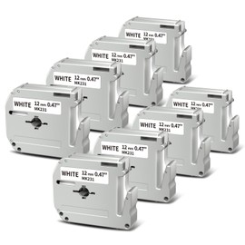 M-K231 12mm Label Tape Replace for Brother P Touch M Tape, MK231 M-K231S M231 M-231 12mm 0.47" Black on White, for Brother PTouch Label Maker PT-M95 PT-90 PT-80 PT-70 PT-65 PT-45, 8 Pack