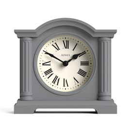 Jones Clocks® Kensington mantel clock | Classic arch top clock | Grey | Stylish & contemporary | Ideal for desk, mantelpiece, bookshelf or bedside