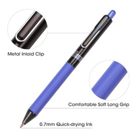 WRITECH Retractable Gel Ink Pens: Blue-Ink 0.7mm Medium Point Color Pen for Journaling Smooth Writing Quick-dry Fine Tip No Bleed & Smear & Smudge Set 8ct