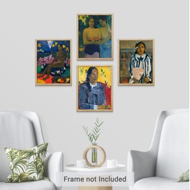 SIGNWIN Poster Paul Gauguin Tahitian Women Collection Post-Impressionist Portraits Illustrations Fine Art Decorative Country/Farmhouse Vintage for Living Room, Bedroom, Office - 12"x16"x 4