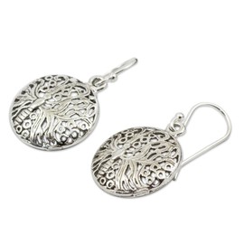 NOVICA Artisan Handmade Sterling Silver Dangle Earrings Filigree Butterfly Thailand Animal Themed [1.2 in L x 0.6 in W] ' Butterfly Moon'