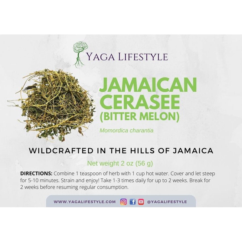 Cerasee Tea, Organic Bitter Melon, Momordica charantia, Wildharvested in Jamaica
