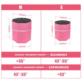 Kangaroo Hoppers Gymnastics Octagon Tumble Mat 24"x26" with Carrying Handles, Somersault Backbend Tumbling Trainer for Home Gym Exercise (Black/Hot Pink)