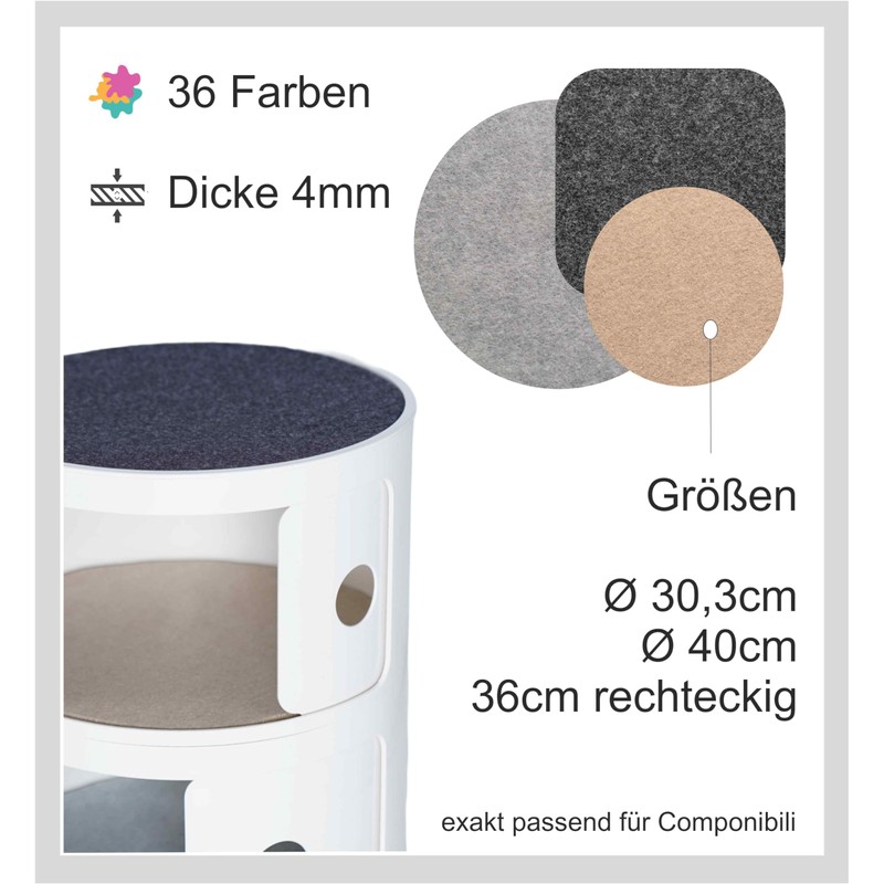 Eco Felt Pad Suitable for Kartell Componibili Container Bedside Table