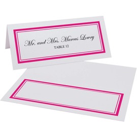 Double Line Border Place Cards, Fuschia (Choose Color), Set of 150, Pre-cut and Scored - Wedding, Party, Dinner, and Special Events - Made in the USA