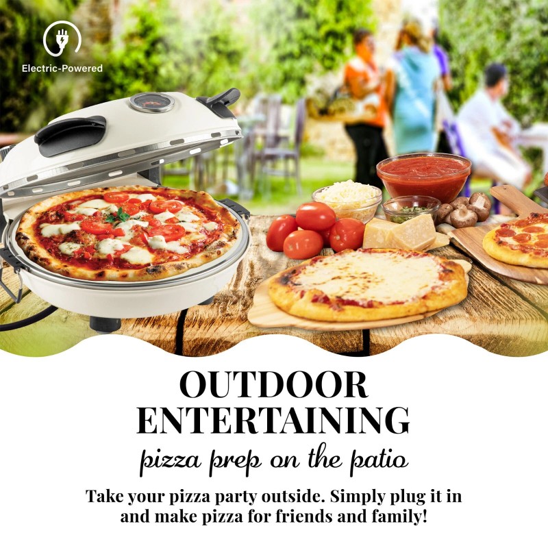 Granitestone Piezano Indoor/Outdoor Portable Electric Pizza Oven w Ceramic Stone