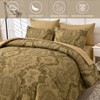 WONGS BEDDING Gold Comforter Set King Size, Damask Texture Design