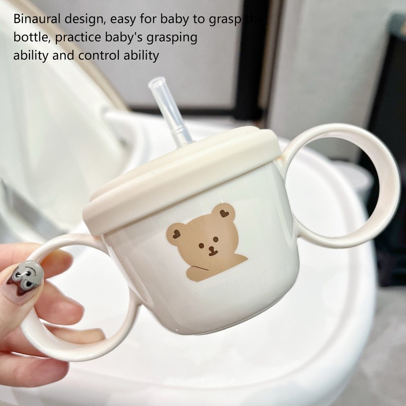 Baby Learning Drinking Cup 200mL Cartoon Animal Print Silicone Training