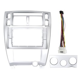 10.1'' Car Radio Stereo Dash Frame Fascia Bezel Panel w/Power Harness Cable Compatible for Hyundai Tucson 2004 05 06 07 08 09 Install Mount Kit