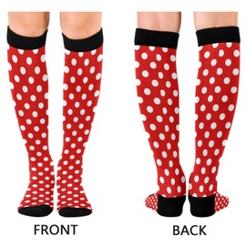 Red White Polka Dot Women's Compression Socks Athletic Tube Sock Unisex Casual Knee High Socks Outdoor Sport Socks For Running Hiking Travel