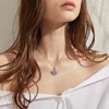 jiamiaoi 18K White Gold Plated Rose Necklace Silver Women's Pink