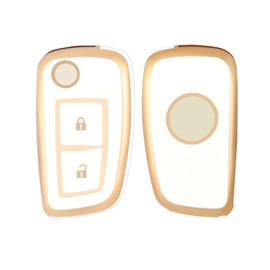 OFF WE GO Car Key Case Key Cover for Nissan Qashqai X-Trail Pulsar Juke Micra Murano Maxima Rogue Tiida Key Box Key Cover Protective Housing White Gold