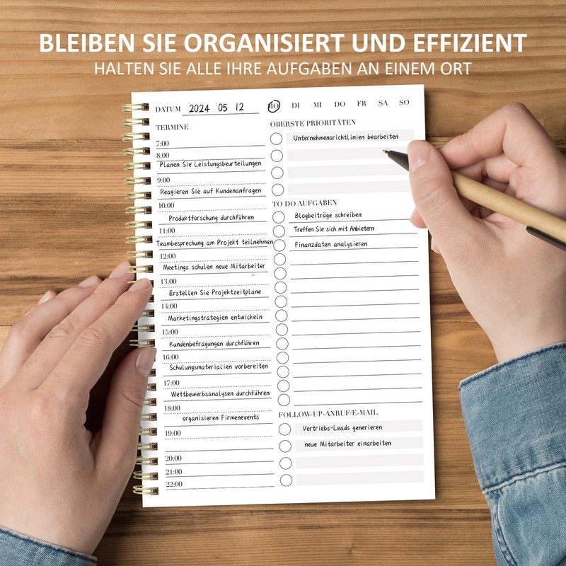 BIROYAL A5 Diary without Date - Spiralbound Daily Planner with