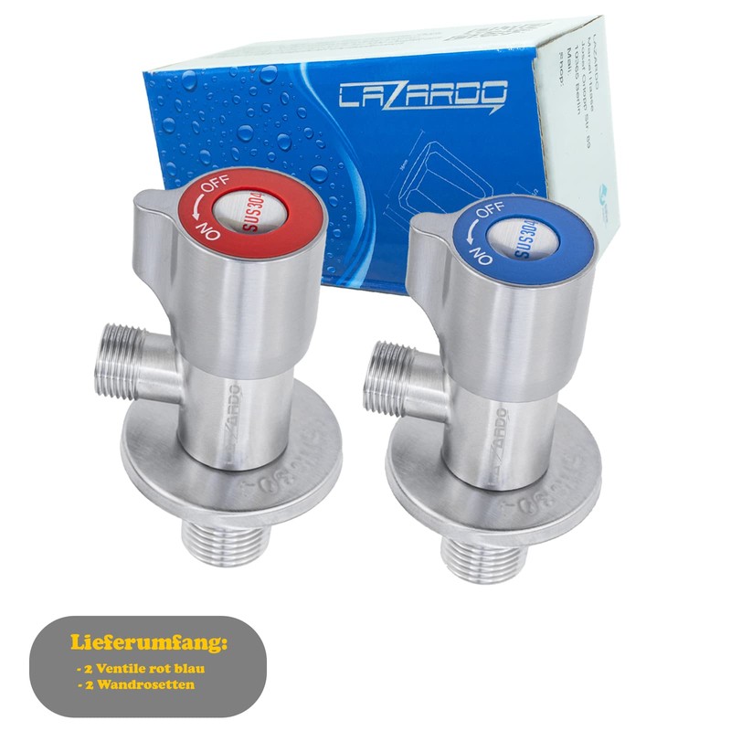 Lazardo Set of 2 angle valves made of stainless steel