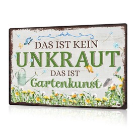 Putuo Decor 1 Piece German Vintage Metal Tin Sign "Das ist kein Unkraut das ist Gartenkunst" Wall Art Decor for Home, Farmhouse, Garden, Backyard, 7.8 x 11.8 Inch