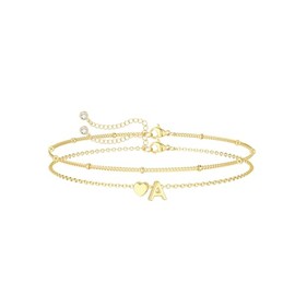 Gold Initial A Layered Bracelet Letter Jewellry for Women